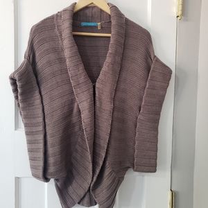 Alice+Olivia Wool Blend Chunky Knit Open Front Cardigan Taupe Sz S